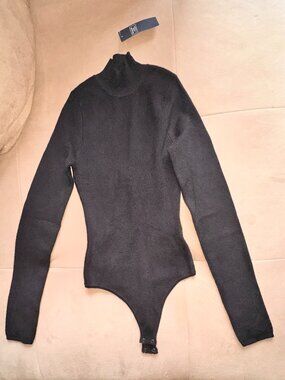 Abercrombie & Fitch Black Bodysuit Sweater - Size X-Small
